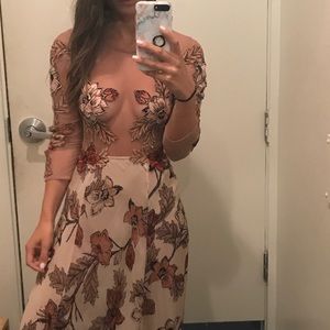For love and lemons maxi nude sheer dress size M